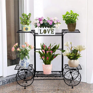 Large Metal Plant Stand Indoor 6 Tier Garden Cart Plant Holder Wrought Iron Plants Display Shelf Rack Outdoor Decorating Garden