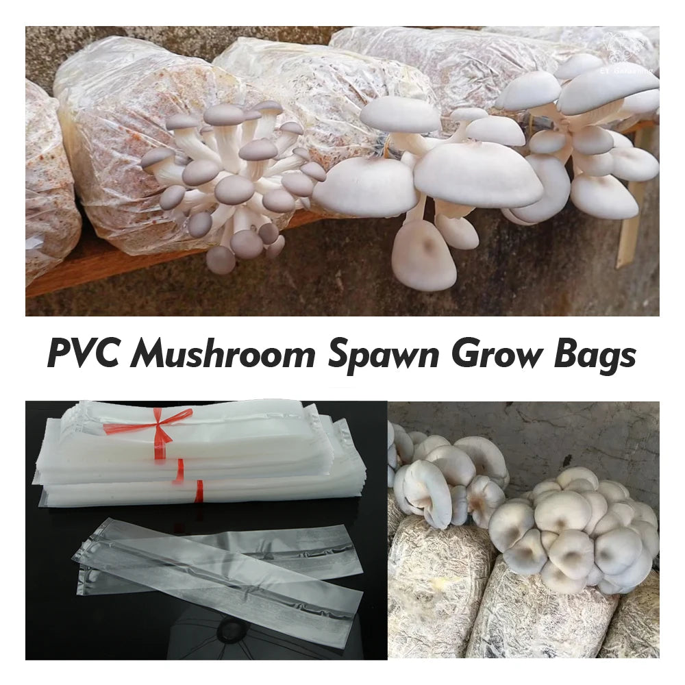 PVC Mushroom Spawn Grow Bags High Temp Pre Sealable Agaric Spawn Cultu ...