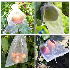 100Pcs Large Grape Fruit Protection Bags Garden Netting Bag With Drawstring Agricultural Anti-Bird Vegetable Strawberry Mesh Bag