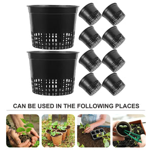 10pcs Net Pots Super Heavy Duty Cups Wide Lip Design Orchids Aquaponics Hydroponics Slotted Mesh Hydroponics Basket Container