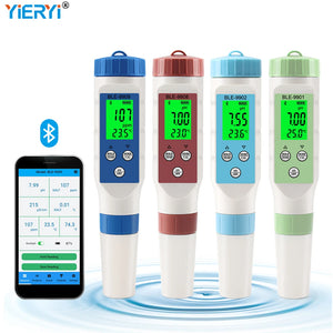 PH EC TDS Salinity TEMP Meter Digital Water Quality Tester Smart Online Blue Tooth Monitor APP Control for Aquariums Hydroponics