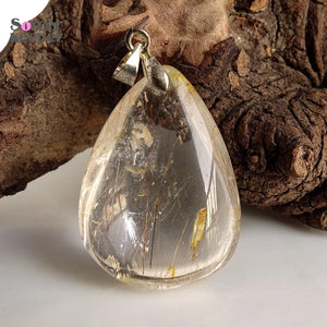 Natural Stone Fashion Ladies Rutilated Quartz Pendant Garden Crystal Quartz DIY Making Charm Necklace Jewelry Accessories OS494