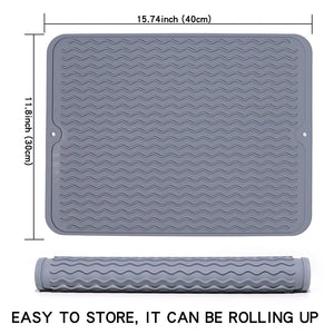 Silicone Dish Drying Mats Thickness Heat Resistant Trivet Drip Tray Cup Coasters Non-slip Pot Holder Table Kitchen Accessories