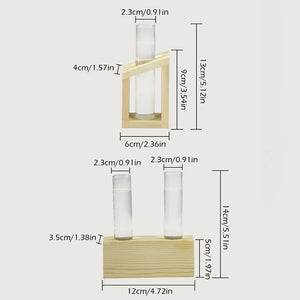 Fashion Desktop Test Tube Clear Glass Vase Nordic Wooden Vase Tray Holder Hydroponic Plant Home Garden Glass Container Decorat