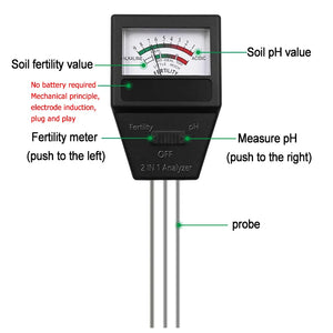 2 in 1 Soil PH Fertility Meter With 3 Probes Soil PH Tester Plant Fertile Measure Device Acidity Meter For Garden