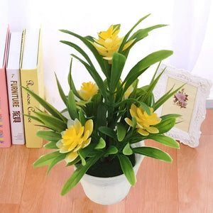 Artificial Potted Simulation Fake Yellow Red Orange Pink Purple Plants Flower Home Garden Table Decoration Room Ornament Bonsai