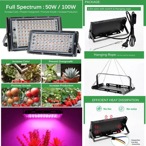 Led Grow Light Plant Hydroponic Lamp LED Full Spectrum 220V LED Phytolamps Light Greenhouse Seeds Flower Grow Lighting 50W 100W