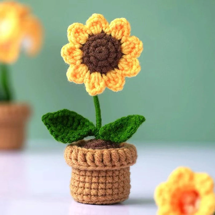 Artificial Tulips Little Flowers Potted Fake Plants Bonsai Hand Woven Crafts For Home Table Bedroom New Year's Party Decorations