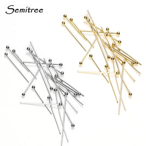 50Pcs 0.6mm Stainless Steel Water Gold Plated Head Pins DIY Earrings Findings for Handmade Crafts Beads Jewelry Making 20/30mm