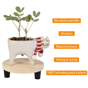 3pcs Wood Round Bench Flower Pot Holder Plant And Succulent Flower Pot Base Display Stand Stool Home Garden Decoration Shelf