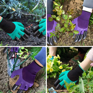 Gardening Gloves Breathable Waterproof Earth-Digging Gloves Garden Planting Sting-Resistant Protective Latex Gloves With Claws