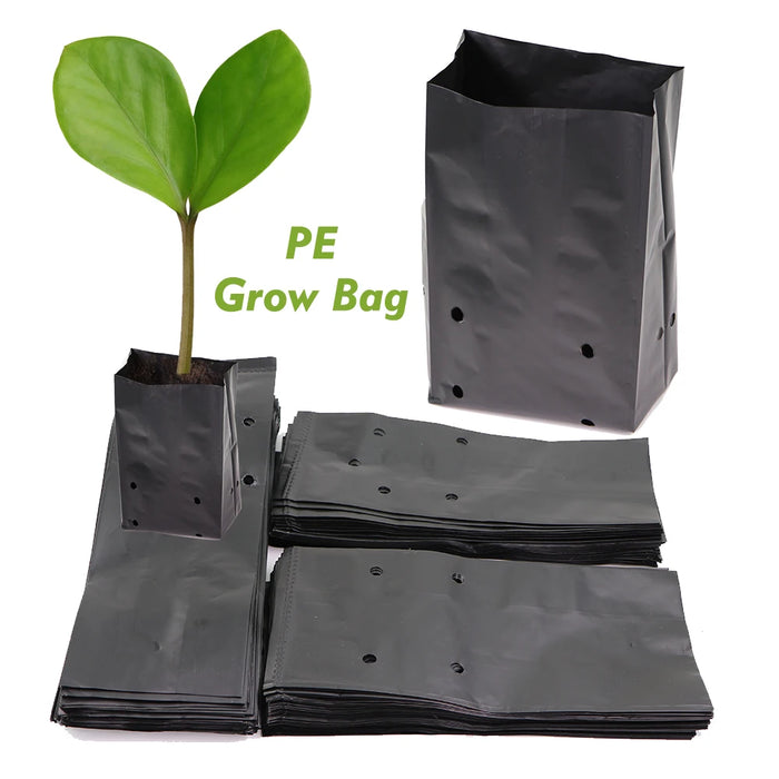 Thicken PE Seedling Planting Bag Black Breathable Nursery Plants Cultivation Pot for Garden Orchard Tree Transplanting Container