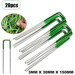 20Pcs/Set Artificial Grass Turf U Pins Fastening Lawn Tent Pegs Staple Outdoor Heavy Duty Gardening Accessories