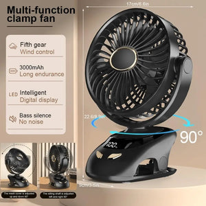 Small Desk Clip On Fan, Portable PersonalUSB Clip Fan For Home Office Travel Bed Stroller Camping Outdoor Golf Cart Fan