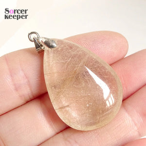 Natural Stones Rutilated Quartz Pendant Hair Crystal Free Necklace Mineral Specimen Garden Crystal Quartz Jewelry Energy OS865