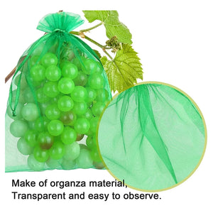 50/100Pcs Fruit Protection Netting Bags with Drawstring Reusable Grape Grow Bags Strawberry Cover Mesh Bags for Pest Control