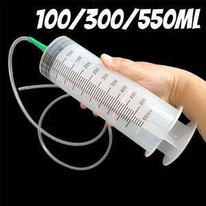 100/300/550ml Large Capacity Syringes Oil Pump With 1m Hose Pet Feeding Measuring Pump Hydroponics Nutrient Big Syringe