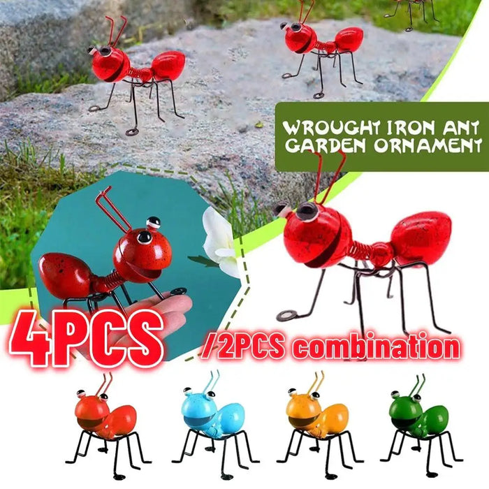 4/2pcs Iron Art Ant Statue Garden Decor Figure Stand Ant For Outdoor Yard Lawn Decoration Ant Sculpture Home Desktop Decor