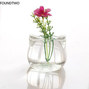 Cat Shaped Glass Vase Hydroponic Plant Flower Vase Terrarium Container Pot Decor Art Gift