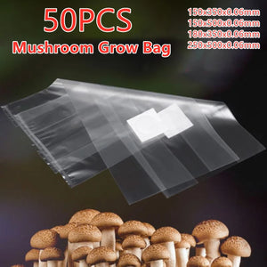 4 Sizes 50 Pcs PVC Mushroom Spawn Grow Bag Substrate High Temp Pre Sealable  Garden Supplies For Mushrooms Fungus Grow Bags