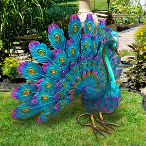 Peacock Statue Sculpture Handmade Crafts Ornament Animal Figurine Standing Posture Collectible Peacock Figurine Garden Craft