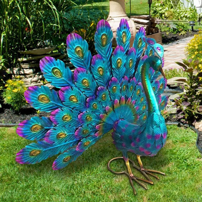 Peacock Statue Sculpture Handmade Crafts Ornament Animal Figurine Standing Posture Collectible Peacock Figurine Garden Craft