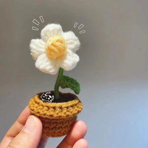 Artificial Tulips Little Flowers Potted Fake Plants Bonsai Hand Woven Crafts For Home Table Bedroom New Year's Party Decorations