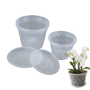 Flowerpot Garden Planter Drainage Pots with Holes Clear Orchid Baskets Plastic Ornaments Breathable Container Accessory