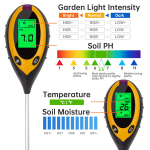 NOYAFA NA-TR02 Digital 4 In 1 Soil PH Meter Moisture Monitor Temperature Sunlight Tester for Gardening Plants Farming with test