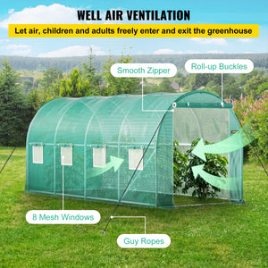 VEVOR Walk-in Tunnel Greenhouse Portable Green Plant Hot House with Galvanized Frame & Waterproof Cover Protect Gardening Plants