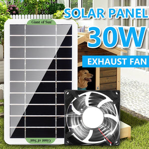 DC 5V 30W Solar Panel With Exhaust Fan Summer Cooler For Pet Nest Chicken House Outdoor Ventilation Equipment