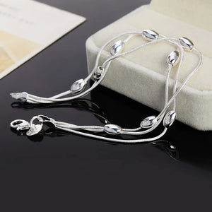 925wholesale , Charms beads Chain Beautiful bracelet silver color fashion for women Wedding nice jewelry JSHh236