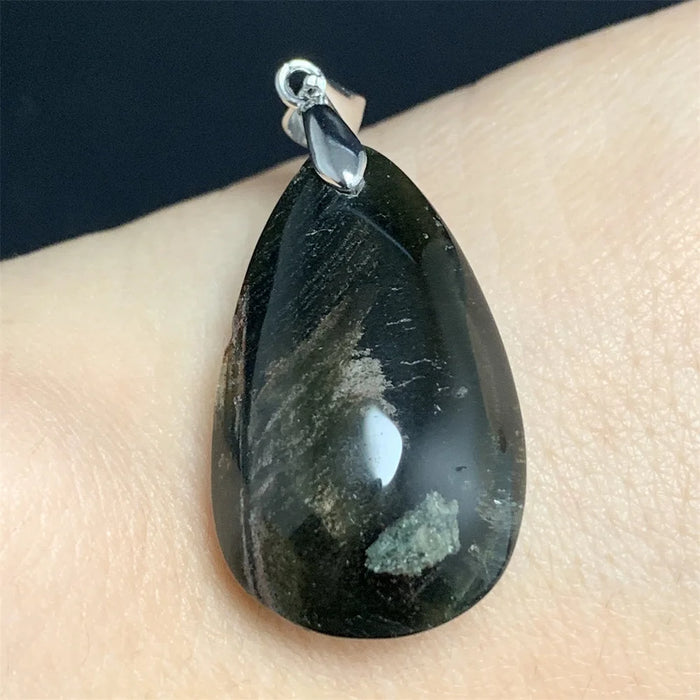 Natural Colorful Phantom Quartz Pendants Men Women White Grey Red Green Black Gardens Crystals Clear Landscape Beads 925 Silver