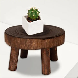 Solid Wood Round Bench Flower Pot Holder Plant and Succulent Flower Pot Base Display Stand Stool Home Garden Patio Shelf