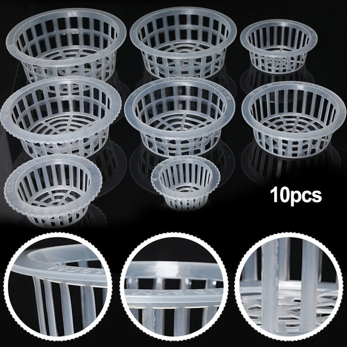 10pcs Plastic Mesh Pots Net Cloning Basket Hydroponic Aquarium Insert Plants Growth Flower Pot Tray Garden Supplies LNY9198