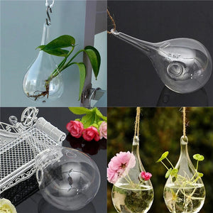 Glass Hanging Vase Flower Planter Container Pot Clear Ball Shaped Hydroponic Bottle Terrarium For Plant Flower Decoration