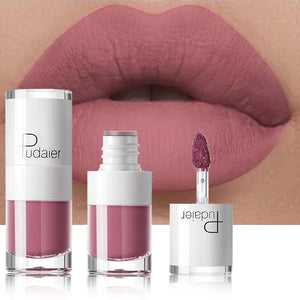 Pudaier Matte Lip Gloss Waterproof Nude Pink Lip Makeup Tattoo Long Lasting Lip Tint Liquid Plumper Lipstick Rouge A Levre Mat