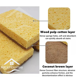 10 Pack Wood Pulp Cotton Scouring Pad Eco Biodegradable And Compostable Kitchen Sponge With Scrub Dish Towel