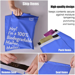 13x10 Inches 100% Biodegradable D2W Poly Mailers 10Pcs Compostable Envelopes Waterproof Stretchable Self Sealing Shipping Bags