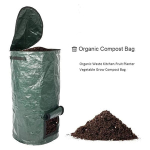 Collapsible Garden Yard Compost Bag with Lid Environmental Organic Ferment Waste Collector Refuse Sacks Composter Bin 35*60cm