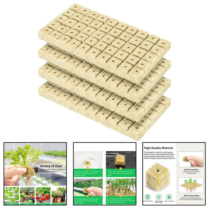 Hydroponic Board Grow Media Cubes Nursery Block Plant Cubes Soilless Substrate Rock Wool Plug Block Garden Pots Planters