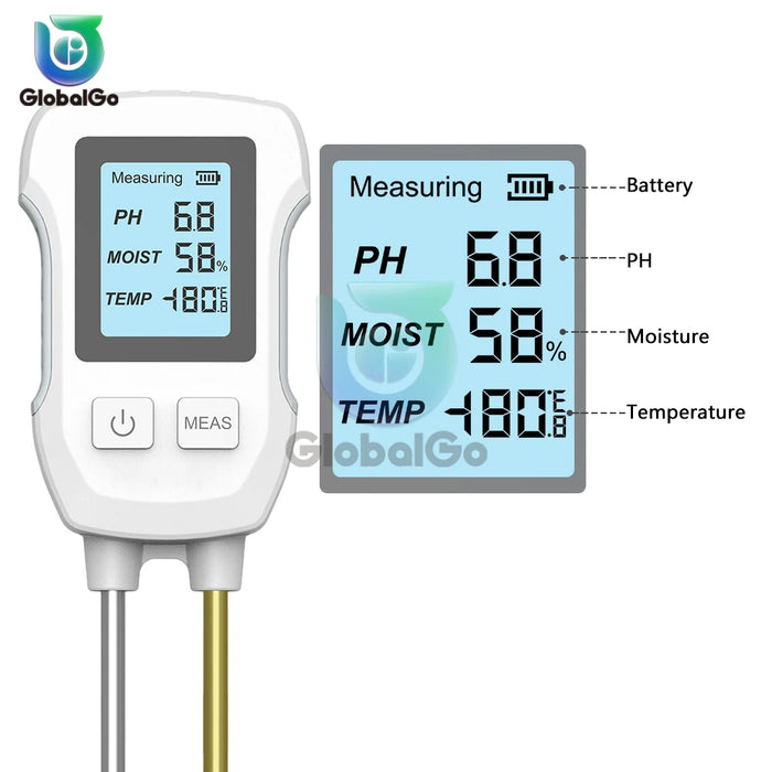 Digital LCD Soil Tester PH/Moisture/Temp 3.0-9 pH Meter Heat-resistant Metal Sensor Humidity Monitor for Flower Plants Gardening