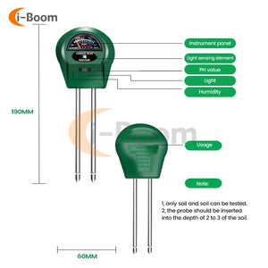 3 in 1 Soil PH Meter Flower Pot Hygrometer Soil Tester Plants Growth Moisture Light Intensity Meter Instrument Garden Plant Too