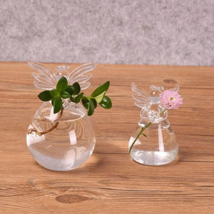 Hand-blown Transparent Angel Vase Borosilicate Glass Angel Shape Hydroponic Container Eye-catching DIY Plant Wall Mounted Vase