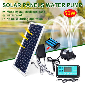 50W 800L/H Brushless Solar Water Pump Single Crystal Silicon Ultra Silent Continuous Work Pool Water Pump Garden Decoration Kit