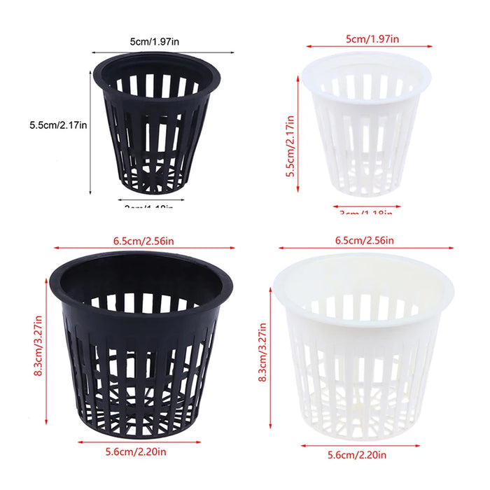 10Pcs 2 /3 Inch Grow Orchids Hydroponics Cups Planting Mesh Pot Soilless Net Basket Slotted Colonization Container Black White