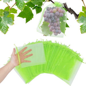 20-100pcs Strawberry Grapes Fruit Grow Bags Netting Mesh Vegetable Plant Protection Bags For Pest Control Anti-Bird Garden Tools