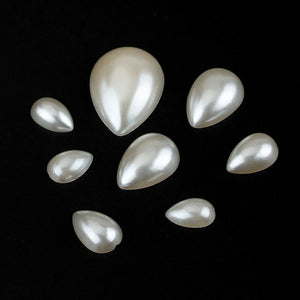 White/Ivory Color 10-500pcs ABS FlatBack Water Drop Pearl Beads For DIY Scrapbook Nail Art Jewelry Decoration