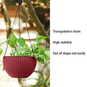 40cm Imitation Rattan Hanging Basket Flower Pot Chain With 3 Hooks Basin Hydroponic Plants Plant Grow Basin Home Garden Decor