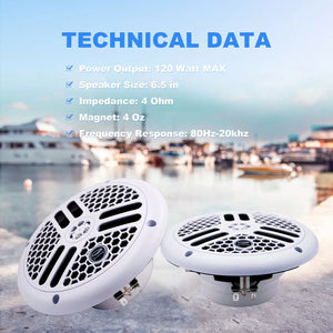 1Pair 240Watts 6.5inch 2 Way Marine Waterproof Speakers Outdoor Music Speaker For ATV UTV Yacht Boat Bathroom Pool SPA Golf Cart